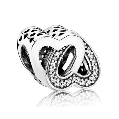 2024 New 925 Silver Plated Diamond Heart Bell Loose Charm Beads For Pandora DIY Bracelet Necklace Jewelry Accessories Gifts