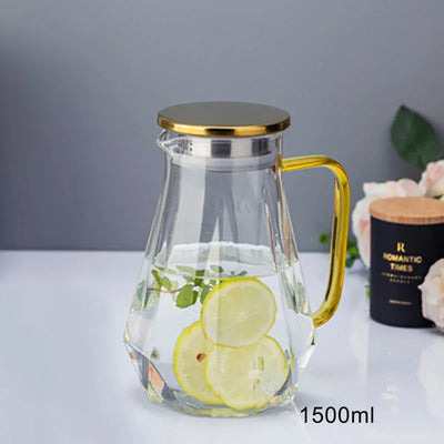 1.5L colourful Diamond Glass Teapot Set Home Water Carafe Heat-resistant Teapot  Hot Cold Water Water Jug Coffee Pot