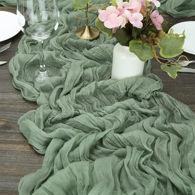 Semi-Sheer Table Runner Vintage Cheesecloth Gauze Table Setting  Wedding Dining Party Christmas Banquets Arches Cake Decortion