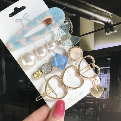 New Fashion 3/4pcs Set Pearl Hair Clip For Women Korean Hairpin Geometric Crystal Hair Barrettes Girl Hair Accessories Hairgrip