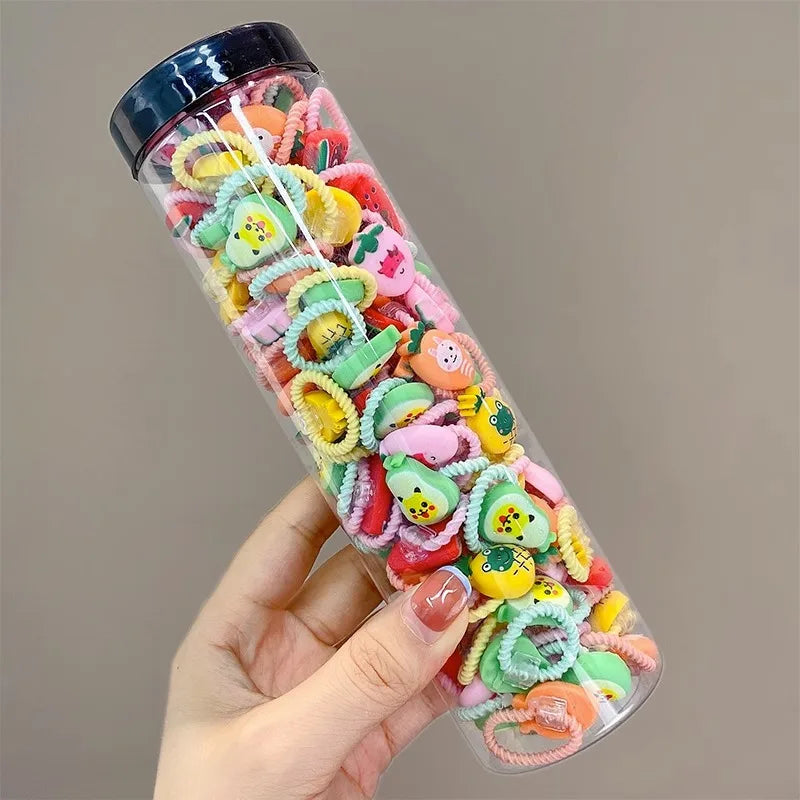 80PCS/40PCS/Bottle Elastic Hair Bands Girls Baby Hair Accessories Child Hair Ring Head Rope Scrunchies Headwear 1 or 2 Bottles