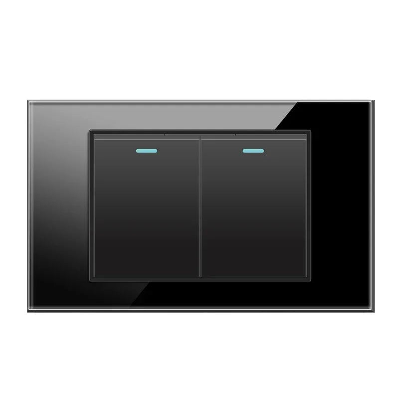 Shawader Electric Power Wall Switch Brazil US Mexico Glass Panel 118 Jack Three Position Outlet Home Office Kitchen 1/2/3/4Gang