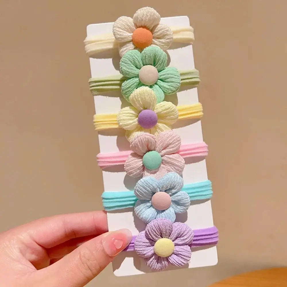 6pcs High-value Korean Cute Hair Rope Bowknot Elastic Hair Ring Princess No Harm Hair Band Kid Hair Accessory