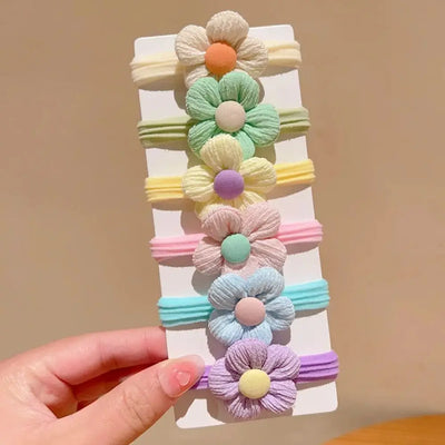 6pcs High-value Korean Cute Hair Rope Bowknot Elastic Hair Ring Princess No Harm Hair Band Kid Hair Accessory
