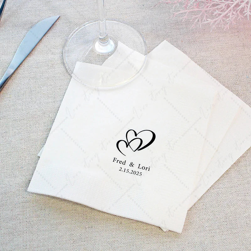 50pcs Personalized Paper Napkins for Wedding Cocktail Napkins Initials Customized Dinner Napkin Party Decor Pet Portrait Napkins