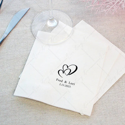 50pcs Personalized Paper Napkins for Wedding Cocktail Napkins Initials Customized Dinner Napkin Party Decor Pet Portrait Napkins