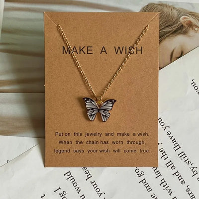 Fashion Romantic Butterfly Necklace for Women Girl Blue White Orange Color Animial Design Choker Neck