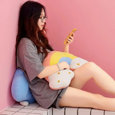 Stuffed Rainbow Cushion Girly Room Decor Moon Lightning Pillow Bay Window Lovely Weather Setting for Kids Bedroom Seat Pillow