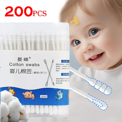 BABY EAR SCOOP CLEANING COTTON SWABS – DISPOSABLE FINE-HEADED & SPIRAL ROUND TIP SWABS