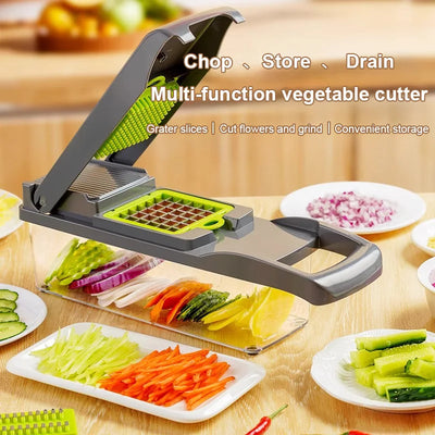 16 in 1 Multifunctional Vegetable Chopper Onion Chopper Handle Food Grid Food Chopper Kitchen Vegetable Slicer Dicer