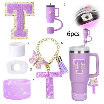 6PCS SILICONE ACCESSORY SET FOR STANLEY 40OZ TUMBLER WITH HANDLE – INCLUDES STRAW TOPPERS, BOOT COVER, AND SPILL-PROOF STOPPERS