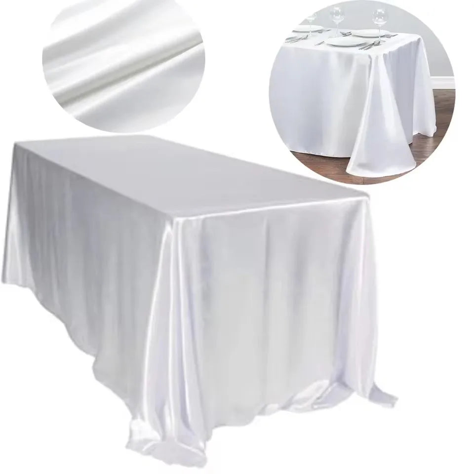 Wedding tablecloth white For Christmas Baby birthday party Events Banquet decoration Family table Rectangular satin tablecloths