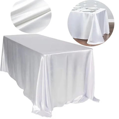 Wedding tablecloth white For Christmas Baby birthday party Events Banquet decoration Family table Rectangular satin tablecloths