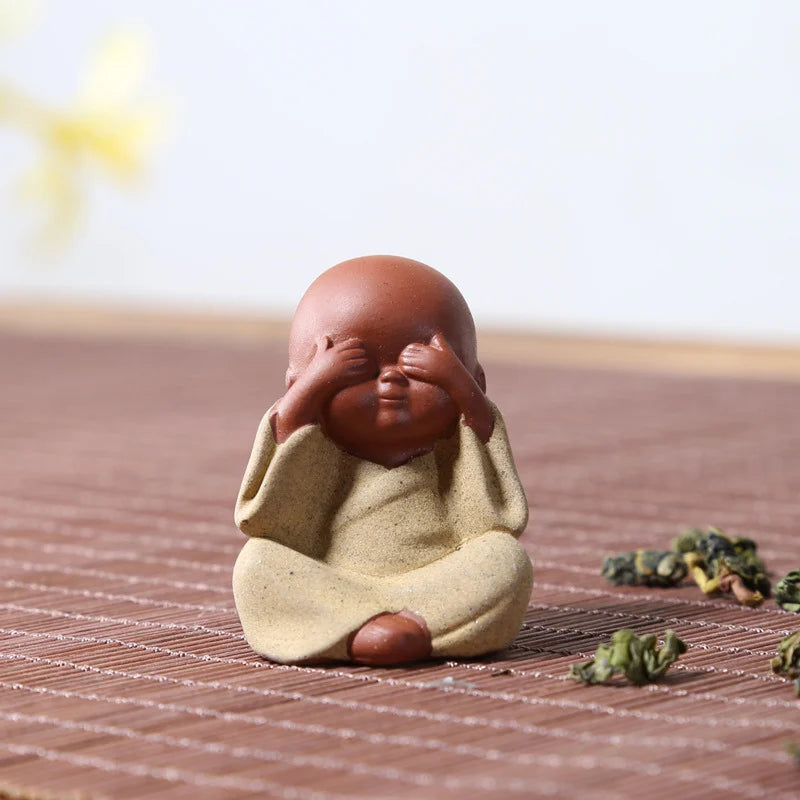 Ceramic Small Buddha Statue Ornaments Monk Figurine Home Crafts Decor Succulents Flower Pot Monk Sculptures Tea Ceremony