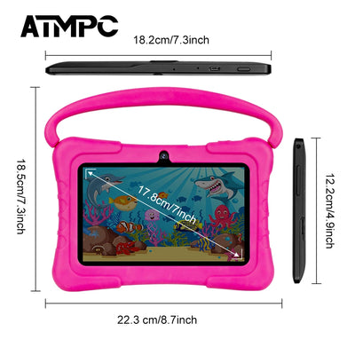 ATMPC Kids Tablet PC with iWawa Android 11 7 inch Tablet 3GB RAM+32GB ROM 2.4G WIFI Bluetooth 4.2 , Children's learning tablet