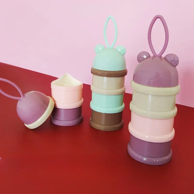 1PCColourful baby 3 tier milk powder box Individual tiered milk powder compartments Children's portable rotating milk powder box