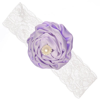 1PCS Baby Girls Rose Flower Headband with Pearl Rhinestone Center Soft Lace Bands Newborn Infant Toddler Kids Hair Accessories