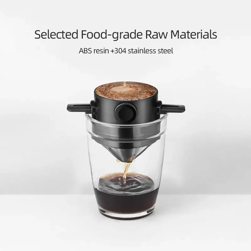 Coffee Filter Set Stainless Steel Drip Coffee Holder Funnel Portable Reusable Tea Infuser Stand Paperless Pour Coffee Dripper