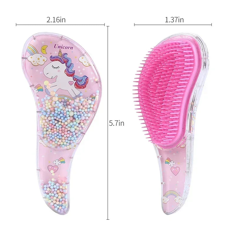1 Pc New Cute Hair dressing Comb for Kids Anti-knot Massage Flowing Bead Hair Brush Children Girls Dress Up Makeups Toy Gifts