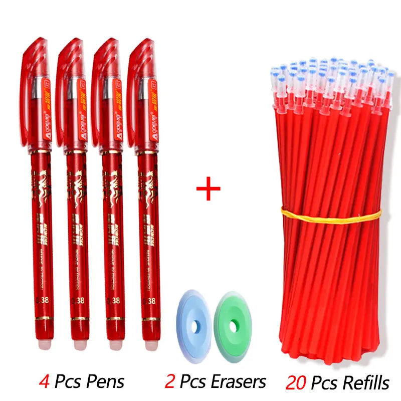 26 Pcs/Set Kawaii Erasable Pens 0.35mm Gel Pen Waterproof Gel Ink Stationery School Writing supplies for Notebook Office Student