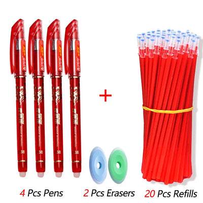 26 Pcs/Set Kawaii Erasable Pens 0.35mm Gel Pen Waterproof Gel Ink Stationery School Writing supplies for Notebook Office Student