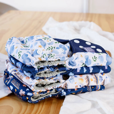4PCS/SET WASHABLE REUSABLE BABY CLOTH DIAPERS ADJUSTABLE BABY NAPPY FOR 3-15KG BABY