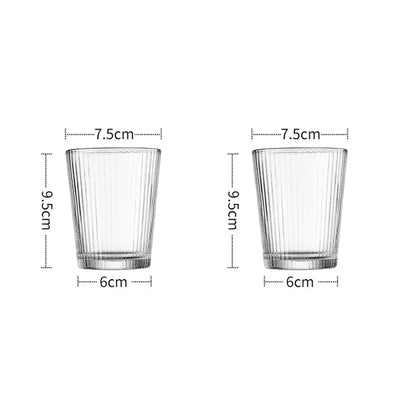 1.6L Heat Resistant Glass Cold Water Kettle And Cups Transparent Stripe Coffee Teaware Stainless Steel Lid Jug Kitchen Accessory