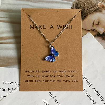 Fashion Romantic Butterfly Necklace for Women Girl Blue White Orange Color Animial Design Choker Neck