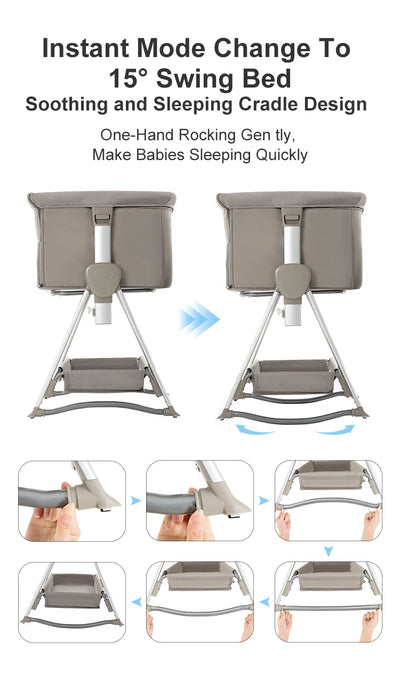 Rocking Crib Free Shipping Baby Beside Sleeper Pink Foldable Newborn Crib Portable Baby Bassinet Infant Co-sleeper 0-6M