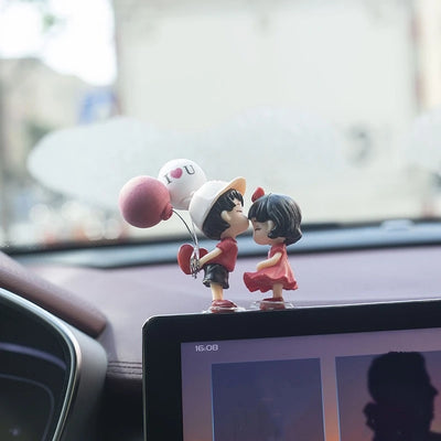 2PCS CUTE COUPLE CAR ORNAMENTS – KISSING BALLOON LOVERS DASHBOARD DECORATION & AUTO INTERIOR ACCESSORIES