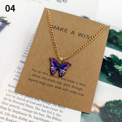 Fashion Butterfly Pendant Necklaces for Women Sweet Simple Multicolor Insect Clavicle Chain Necklace Party Jewelry Accessories