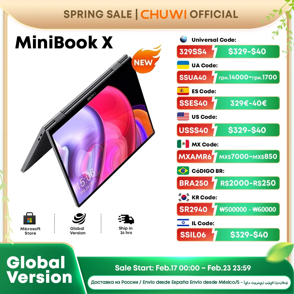 CHUWI MiniBook X Laptop Tablet 2 In 1 Intel N100 10.51" FHD IPS Screen 12GB LPDDR5 512G SSD Windows 11 Notebook 1200*1920