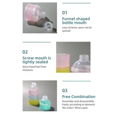 Baby Feeding Portable 4 Layer Milk Powder Storage Box Fruit Snacks Candy Food Container