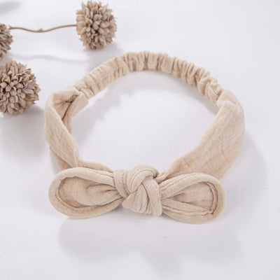 Solid Mulsin Cotton Baby Headbands For Infant Girls Stretchy Sweet Cute Hair Bows Elastic Hair Bands Kids Infant Headwear