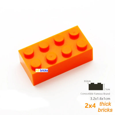 80pcs Bulk Building Blocks Thick Figures Bricks 2x4 Dots Educational Creative Size Compatible With 3001 Plastic Toy for Children