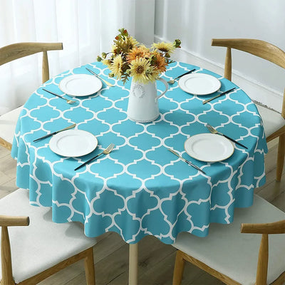 Round Tablecloths Classic American Plaid Waterproof Oil-resistant Prints Wash-free Household Dining Table Coffee Table Picnic