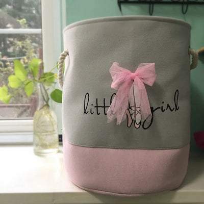 Pink Storage Basket for Girls Toys Cartoon Sundries Basket Clothes Storage Bin Collapsible Laundry Hamper for Home Organizer