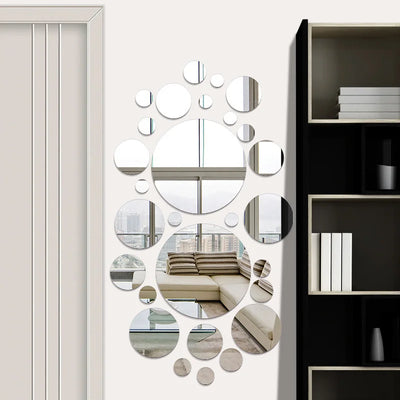 32pcs Modern Acrylic Mirror Wall Stickers 3D Home Decor DIY Art Ornaments Wall Sticker Living Room Bathroom Bedroom Decoration