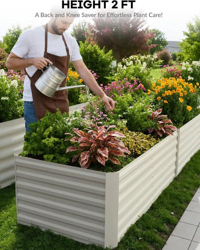 8x4x2ft Galvanized Raised Garden Bed Deep Root Planter Box for Vegetables Flowers Herbs-Large Metal Raised Garden Bed Kit