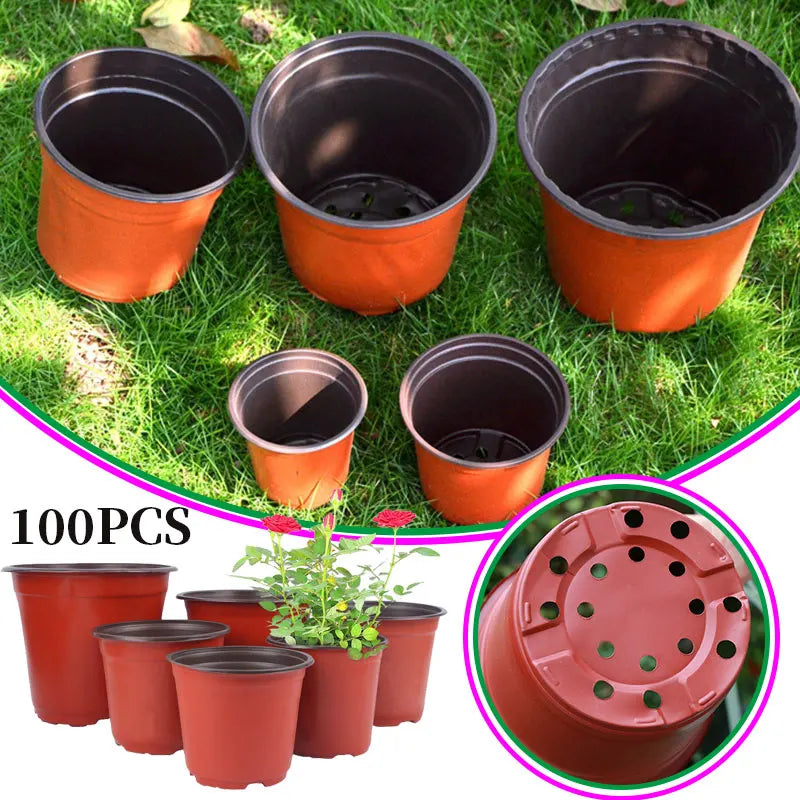 100PCS Plant Nursery Pot Seed Starting Pot Plastic Flower Plant Container ,Succulents Seedlings Cuttings Transplant 9/12/15cm