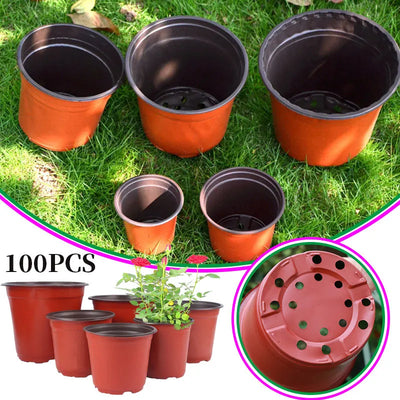 100PCS Plant Nursery Pot Seed Starting Pot Plastic Flower Plant Container ,Succulents Seedlings Cuttings Transplant 9/12/15cm