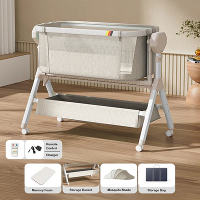 Automatic Rocking Bassinet, Baby Cribs, Infant Beside Sleeper, Newborn Co-Sleeper,Unisex Baby Sleeping Bed, Portable Travel Crib
