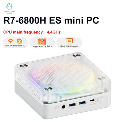 Genmachine 6800H ES Mini PC Windows 11 Ryzen WiFi 6 Gaming PC 8Cores 16Threads CPU DDR5 4800MHz Ram Display Diy Gaming Computer
