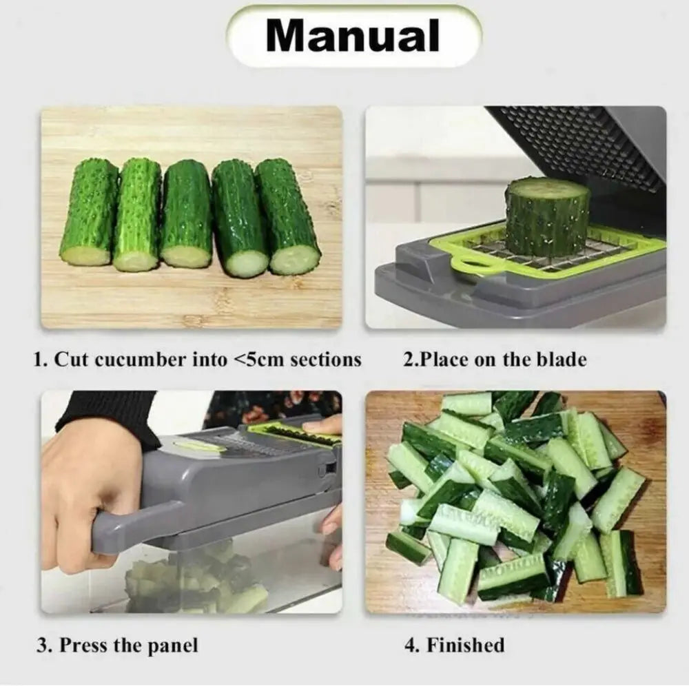 14-in-1 Fruit and Vegetable Slicer, Cutter, Dicer, and Chopper: All-in-One Kitchen Tool for Perfectly Sliced Onions and Veggies