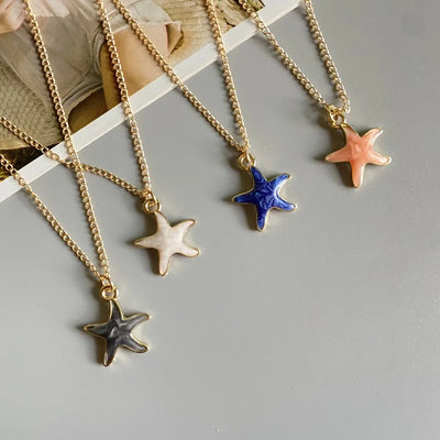 Lovely Starfish Necklace for Women Girl White Blue Black Pink Color Fashion Choker Necklace Gift For Friend Wholesale Jewelry