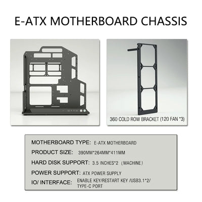 Socooler Diy Gaming Computer EATX Computer Case Pc Case Open Frame  Gaming Computer Case for ATX M-ATX  Case Aviation Aluminum