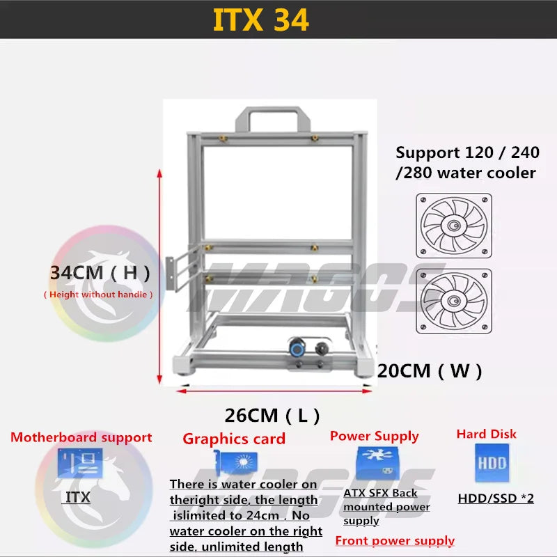 Open PC Case Frame Rack ITX MATX ATX EATX Gamers Cabinet DIY Water Cooler Desktop PC Creative Gabinete Gaming Chassis MOD