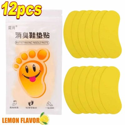 12/60pcs Shoes Odor Remover Deodorant Patch Lemon Athlete's Foot Soothing Insole Stickers Antibacterial Antiperspirant Foot Care