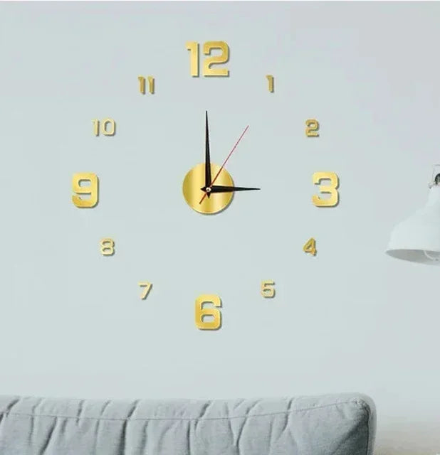 DIY Wall Clock for Home Office 40cm Frameless Modern 3D Wall Clock Mirror Stickers Hotel Room Design School Decoration Decor