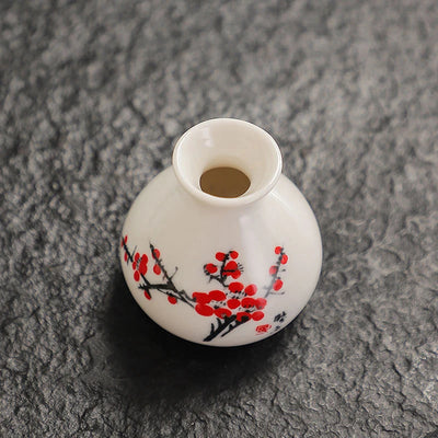 Retro White Chinese Style Mini Ceramic Vase Niche Home Dry Ice Kettle Ornament DIY Decoration Miniatures Flower Vase Crafts Gift